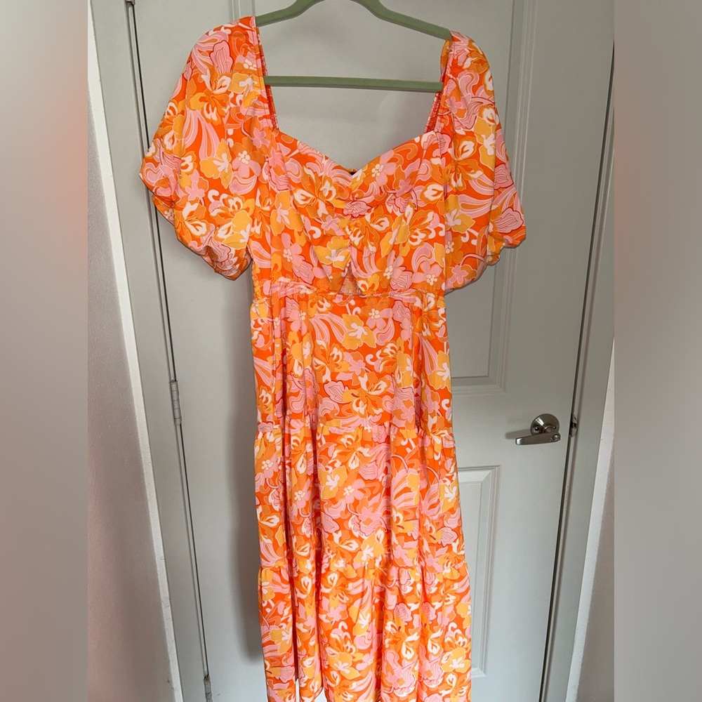 Floral Orange and Pink Women's Dress